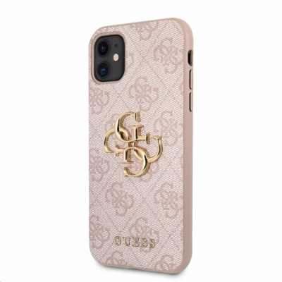 Guess PU 4G Metal Logo Zadní Kryt pro iPhone 11 Pink Gues...