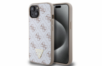 Guess PU Leather 4G Triangle Metal Logo Zadní Kryt pro iPhone 15 White Představujeme Guess PU Leather 4G Triangle Metal Logo - dokonalý obal pro váš telefon, který spojuje praktičnost, eleganci a och