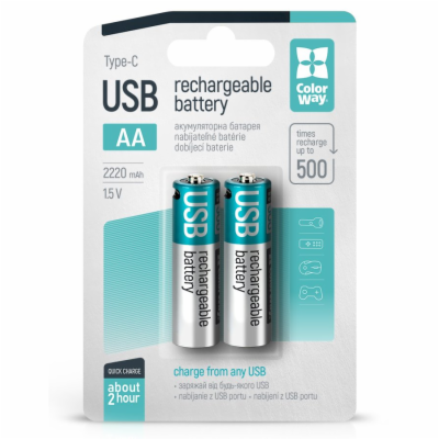 Colorway nabíjecí baterie AA 2200mAh/ USB-C/ 1.5V/ 2ks v ...