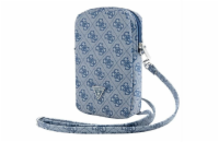 Guess Zip 4G Triangle Phone Bag Blue Luxusní telefonní taška značky Guess v elegantní zlaté barvě. Taška je zdobena ikonickým vzorem 4G a logem Guess, což jí dodává sofistikovaný vzhled. Disponuje zi