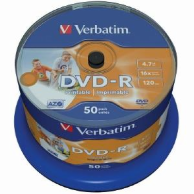 Verbatim DVD-R [ spindle 50 | 4.7GB | 16x | Wide Inkjet p...