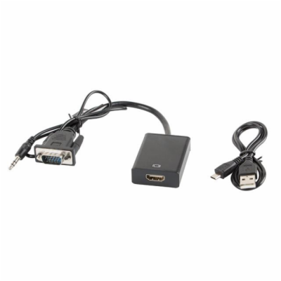 LANBERG AD-0021-BK adapter VGA(F) + audio 3.5mm -> HDMI(F...