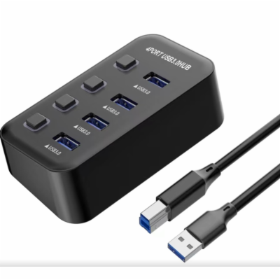 PremiumCord USB 3.2 Superspeed HUB 4-portový s vypínači p...