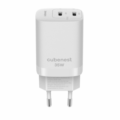 CubeNest S2D1 GaN Adaptér 35W bílá (2× USB-C až 35 W), PD...