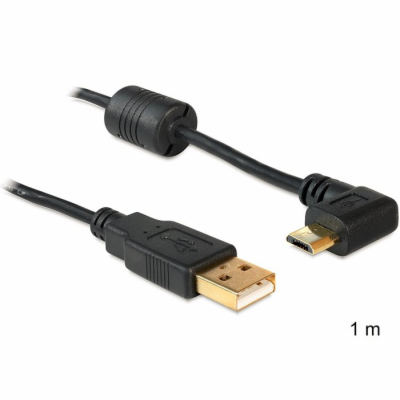 Delock kabel USB 2.0 A samec >  microUSB samec, pravoúhlý...