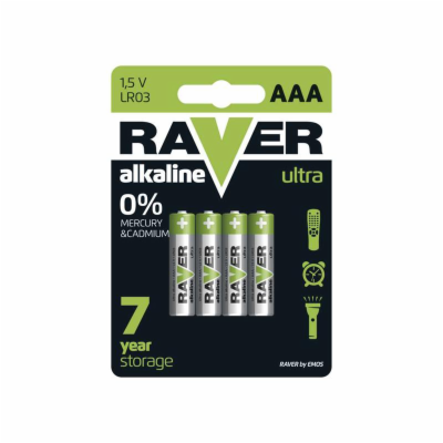 Baterie AAA (R03) alkalická RAVER  4ks