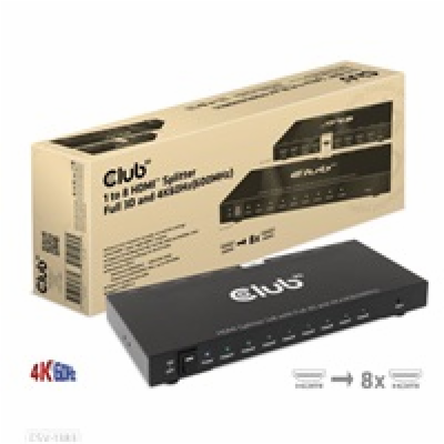 Club3D Video splitter 1:8 HDMI 2.0 4K60Hz UHD (600Mhz), 8...