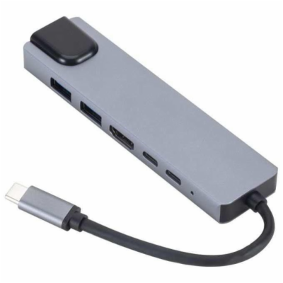 eSTUFF přenosný USB-C Hub 6-v-1,  šedá