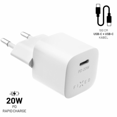 Set nabíječky FIXED Mini s USB-C výstupem a USB-C/USB-C k...