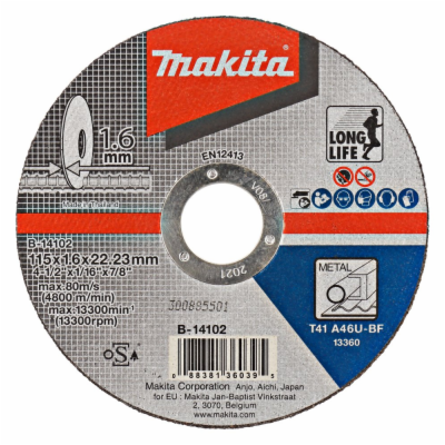 Makita B-14102 řezný kotouč 115x1,6x22 ocel