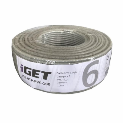 iGET Síťový kabel CAT6 UTP PVC Eca 100m/role (84005021)