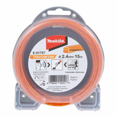 Makita struna nylonová 2,4mm, oranžová, 15m, speciální pr...