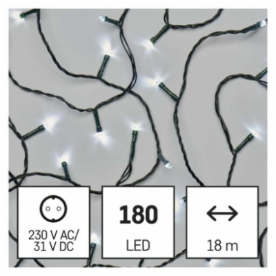 LED vánoční řetěz, 18 m, venkovní i vnitřní, studená bílá...