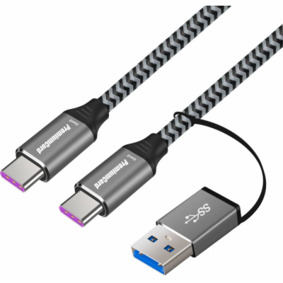 USB-C kabel ( USB 3.2 GEN 2, 5A, 100W, 20Gbit/s ) bavlněn...