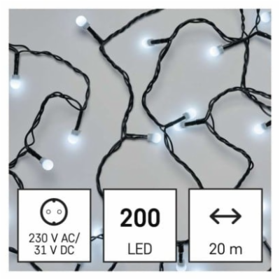 LED vánoční cherry řetěz – kuličky, 20 m, venkovní i vnit...