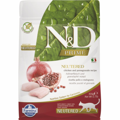 N&D PRIME CAT Neutered Chicken & Pomegranate 300g granule...