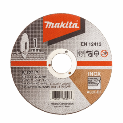 Makita B-12217 řezný kotouč 115x1x22 nerez