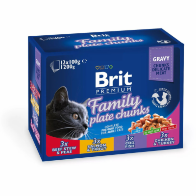 Brit Premium Cat Pouches Family Plate 1200g (12x100g) kap...