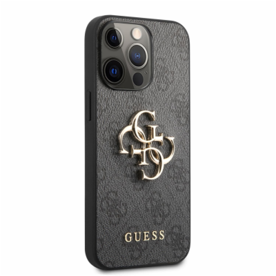 Guess PU 4G Metal Logo Zadní Kryt pro iPhone 13 Pro Max Grey