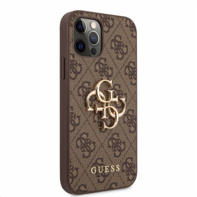 Guess PU 4G Metal Logo Zadní Kryt pro iPhone 12/12 Pro Brown