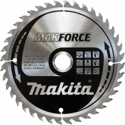 Makita kotouč pilový dřevo MAKFORCE 160x2.4x20mm 40Z (B-3...