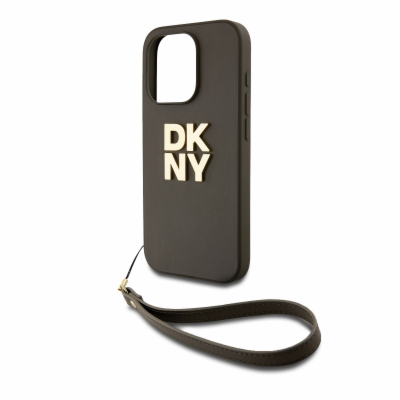 DKNY PU Leather Stack Logo Wrist Strap Zadní Kryt pro iPh...