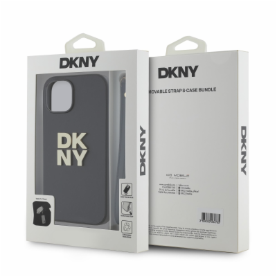 DKNY PU Leather Stack Logo Wrist Strap Zadní Kryt pro iPh...