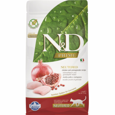 N&D PRIME CAT Neutered Chicken & Pomegranate 1,5kg granul...