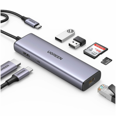 UGREEN 90568 USB-C/2*USB3.0+HDMI+RJ45+SD&TF +PD port konv...