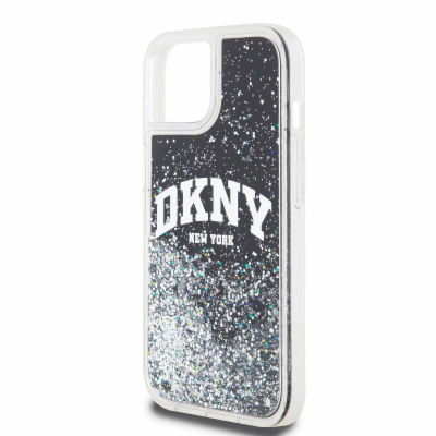 DKNY Liquid Glitter Arch Logo Zadní Kryt pro iPhone 14 Black