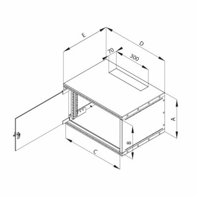 19"rozvaděč jednodíl.12U/400mm FLAT-PACK plech.dv.