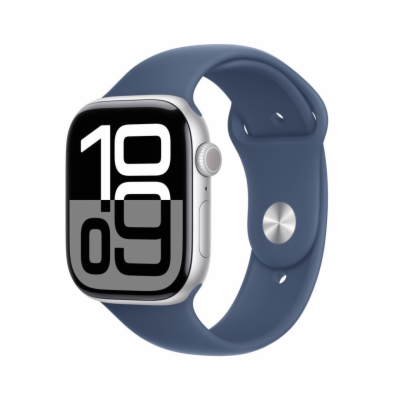 Apple Watch S10/46mm/Silver/Sport Band/Denim/-M/L