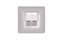 Zásuvka UTP 2x RJ45 Cat5E, duální svorkovnice, pod omítku