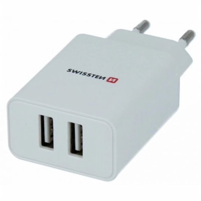 Swissten síťový adaptér smart ic 2x usb 2,1a power bílý (...