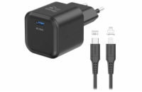 Swissten síťový adaptér gan 1x usb-c 35w power delivery černý + datový kabel usb-c/lightning 1,2 m černý