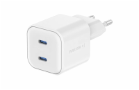 Swissten síťový adaptér gan 2x usb-c 20w power delivery bílý