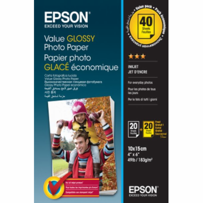 EPSON paper 10x15 - 183g/m2 - 2x20 sheets - value glossy ...