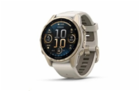 Garmin fenix® 8 – 43 mm, AMOLED, Sapphire, Soft Gold / Fog grey se silikonovým řemínkem, EU