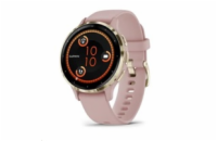 Garmin Venu® 3S, Nerezová luneta Soft Gold, pouzdro Dust Rose, silikonový řemínek