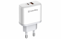 COLORWAY 1x USB a 1x USB-C/ síťová nabíječka/ 45W/ 100V-240V/ Bílá