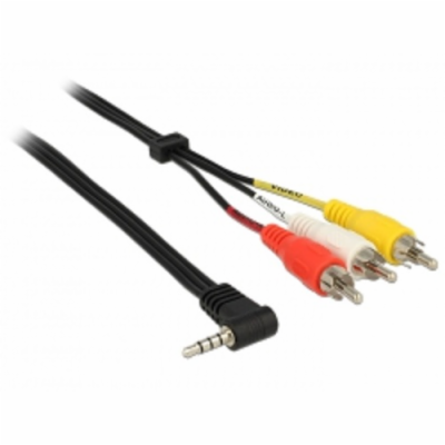 Delock Cable Stereo jack 3.5mm 4 pin male angled > 3 x RC...