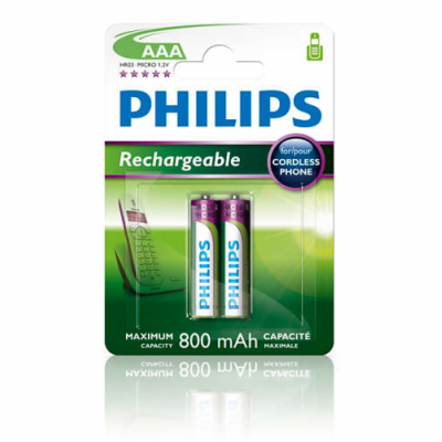 Philips dobíjecí baterie AAA 800mAh, NiMH - 2ks