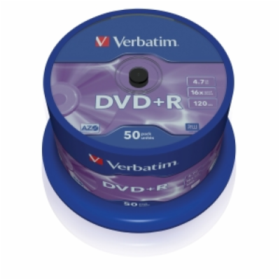 VERBATIM DVD+R(50-Pack),Spindl/MattSlvr/16x/4.7GB