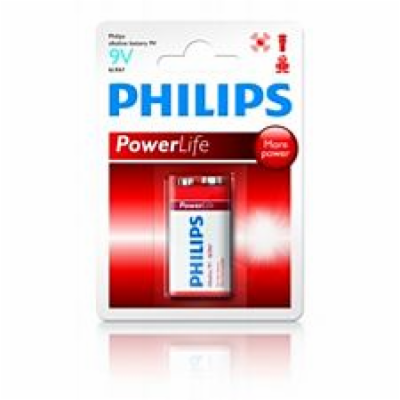 Philips baterie 9V PowerLife, alkalická - 1ks