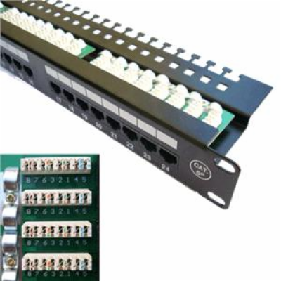 DATACOM Patch panel 24x RJ-45,Cat5e UTP, 19" s vyvázáním,...