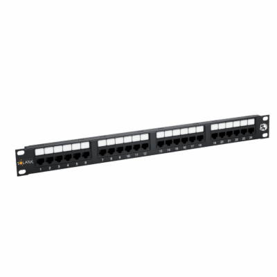 19" patch panel Solarix 24 x RJ45 CAT5E UTP 150 MHz černý...