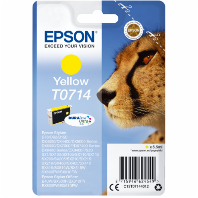 EPSON ink bar Singlepack Yellow T0714 DURABrite Ultra Ink...