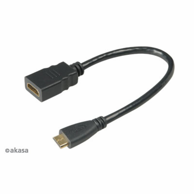 AKASA kabel  redukce HDMI mini na HDMI female, full HD, 25cm