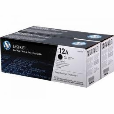 HP 12A Black 2-pack LJ Toner Cart, Q2612AD (2,000 / 2,000...