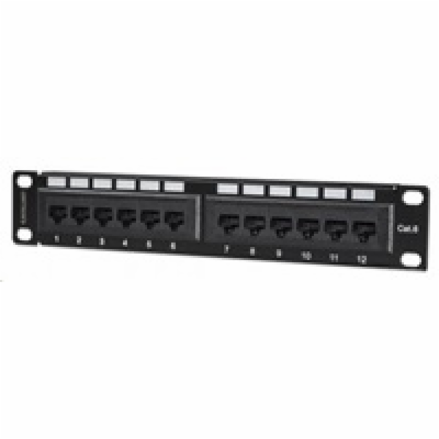 Intellinet Patch Panel, 10", Cat6, 12-Port, UTP, 1U, černý